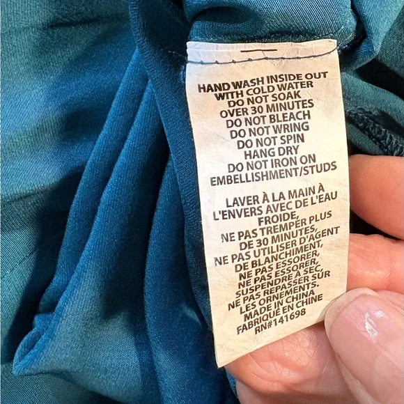 Ramy Brook Teal Embellished V Neck Gathered Sleeve Blouse Sz Medium🧡 - Picture 9 of 10